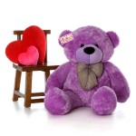 4 Feet Purple Big Teddy Bear with a Bow